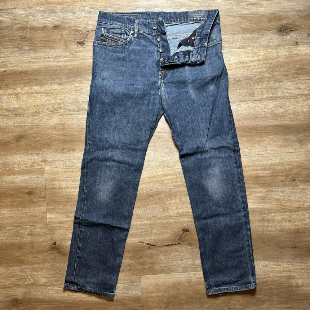 Diesel D-Fining Jeans Mens 29x27 Blue Tapered Stretch Denim Button Fly 009HF